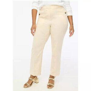 JCrew Factory Linen Cotton Elastic Back Sailor Pant Ivory Sz 24 NWT